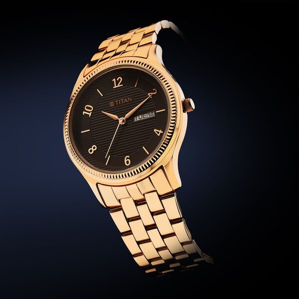 Titan Karishma Brown Dial Analog with Day and Date Stainless Steel Strap Watch for Men | NS1824WM01 | Men's Watch