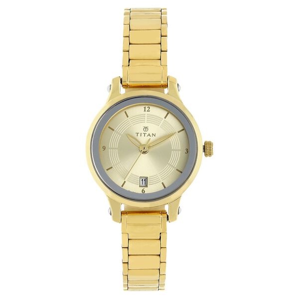 Titan Quartz Analog Champagne Dial Stainless Steel Strap Watch for Women | NL2602BM03 | Women's Watch
