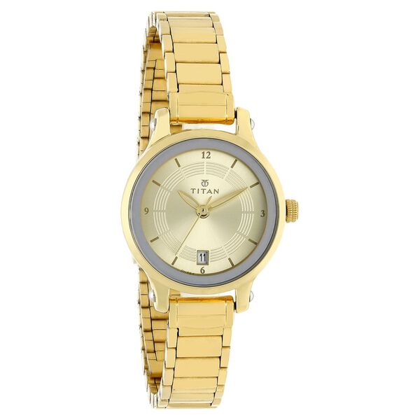 Titan Quartz Analog Champagne Dial Stainless Steel Strap Watch for Women | NL2602BM03 | Women's Watch
