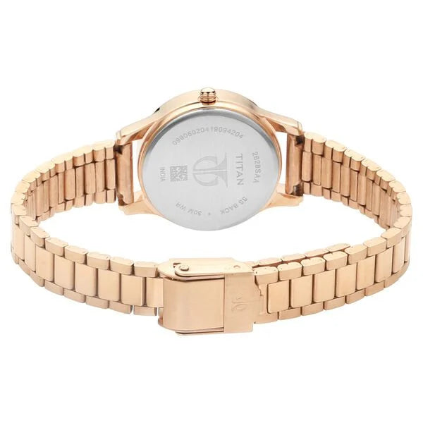 Titan Quartz Analog with Date Silver Dial Metal Strap Watch for Women | NT2628WM01 | Women's Watch