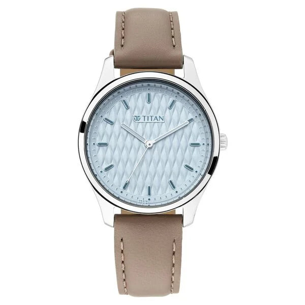 Titan Workwear Blue Dial Women Watch With Leather Strap | NP2639SL05
| Women's Watch
