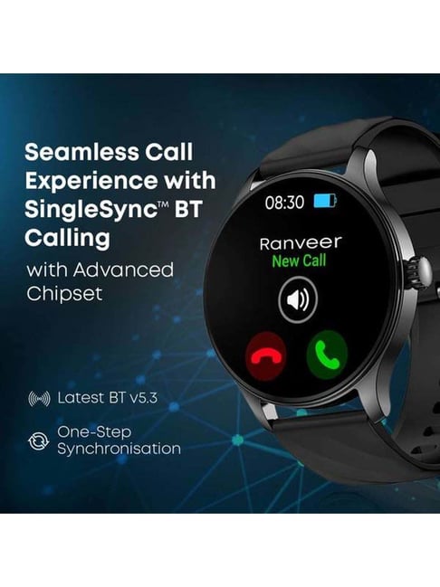 Fastrack | Jupiter R1 Round Smartwatch with SingleSync BT Calling Upto 5 Day Battery, IP68(Black)