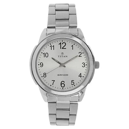 Titan Analog White Dial Quartz Metal Strap watch for Men | NT1585SM04 | Men's Watch