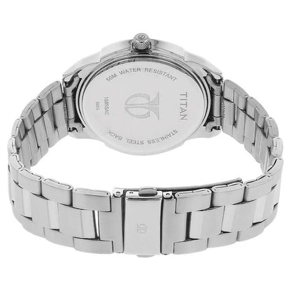 Titan Analog White Dial Quartz Metal Strap watch for Men | NT1585SM04 | Men's Watch