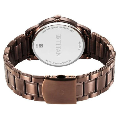 Titan Neo Splash Brown Dial Analog with Date Stainless Steel Strap Watch for Men | 1806QM03 | Men's Watch