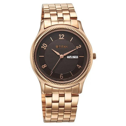 Titan Karishma Brown Dial Analog with Day and Date Stainless Steel Strap Watch for Men | NS1824WM01 | Men's Watch