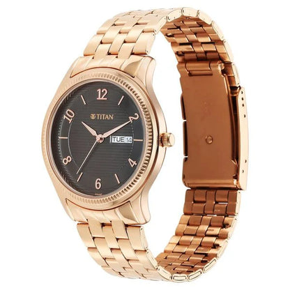 Titan Karishma Brown Dial Analog with Day and Date Stainless Steel Strap Watch for Men | NS1824WM01 | Men's Watch