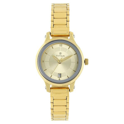 Titan Quartz Analog Champagne Dial Stainless Steel Strap Watch for Women | NL2602BM03 | Women's Watch