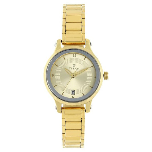 Titan Quartz Analog Champagne Dial Stainless Steel Strap Watch for Women | NL2602BM03 | Women's Watch