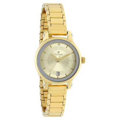Titan Quartz Analog Champagne Dial Stainless Steel Strap Watch for Women | NL2602BM03 | Women's Watch