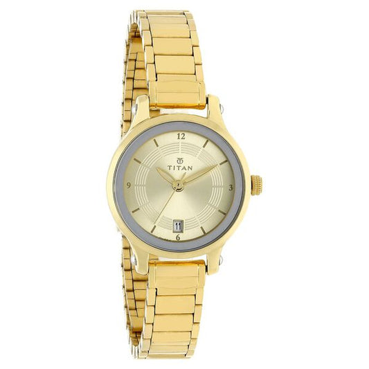 Titan Quartz Analog Champagne Dial Stainless Steel Strap Watch for Women | NL2602BM03 | Women's Watch