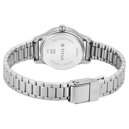 Titan Lagan Black Dial Analog with Day and Date Metal Strap Watch for Women| Women's Watch