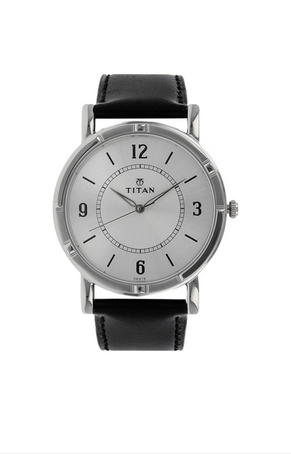 Titan Analog Dial White Band Black Watch-Nl1639Sl03 For Men