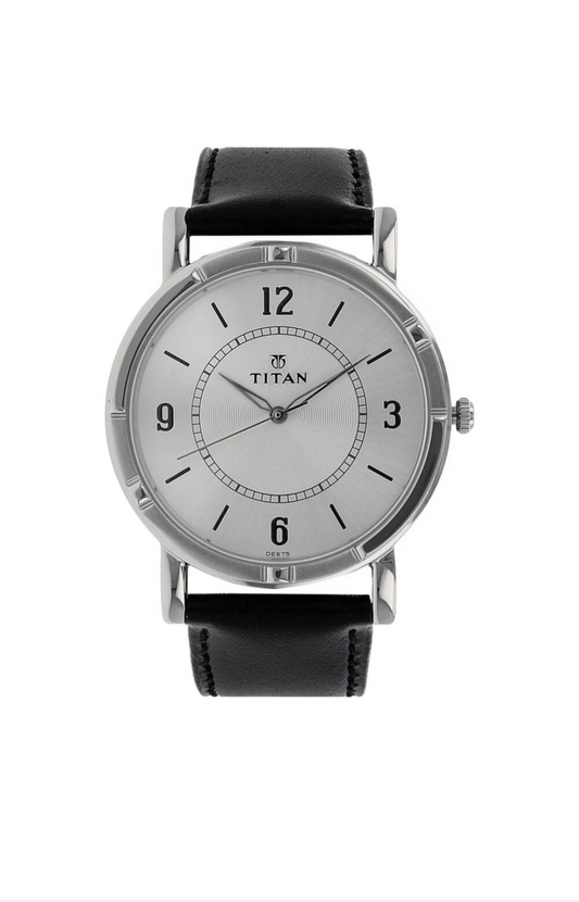 Titan Analog Dial White Band Black Watch-Nl1639Sl03 For Men