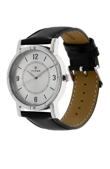 Titan Analog Dial White Band Black Watch-Nl1639Sl03 For Men