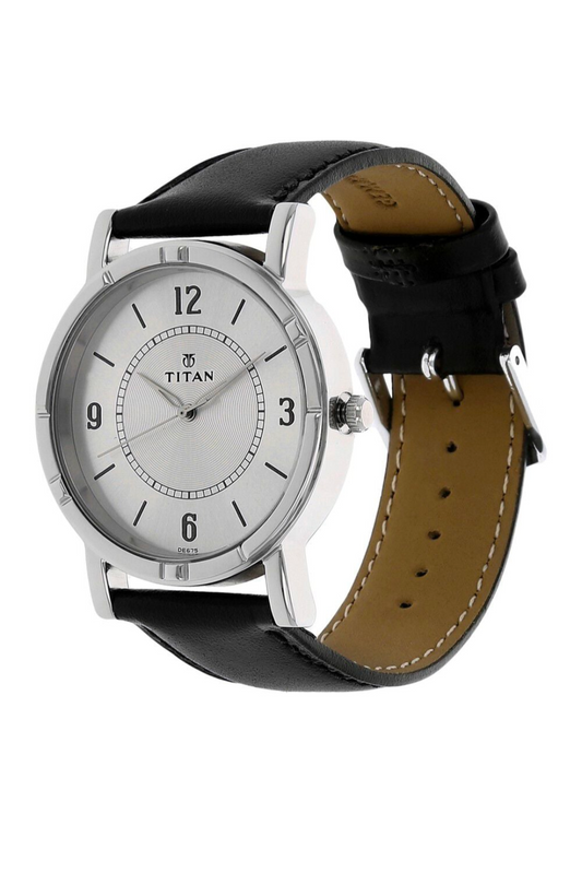 Titan Analog Dial White Band Black Watch-Nl1639Sl03 For Men