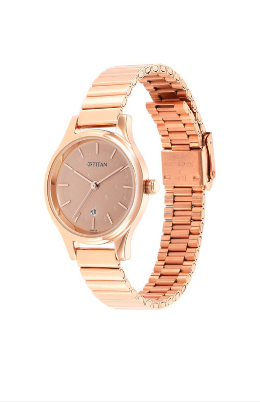 Titan Karishma Brown Dial Metal Strap Analog Watch for Women-NT2679WM01 | Women's Wrist Watch