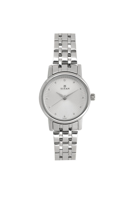 Titan Quartz Analog Silver Dial Stainless Steel Strap Watch for Women | NT2593SM01 | Women's Watch