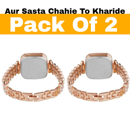 mKotwal.com Combo of 2 Luxurious Rose Gold LED Bracelet Watch with Diamonds Digital Stylish Modern Fashionable Watch for Women & Girls Elegant Rhinestone Crystal-Studded Watches for Girls