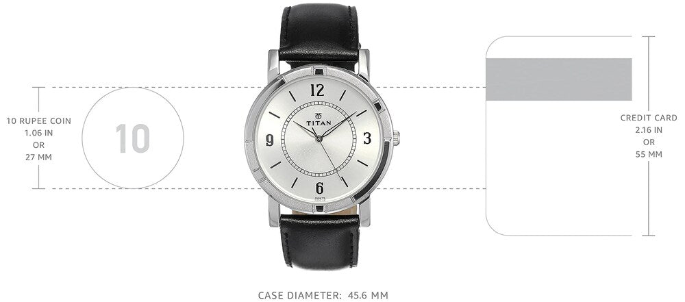 Titan Analog Dial White Band Black Watch-Nl1639Sl03 For Men
