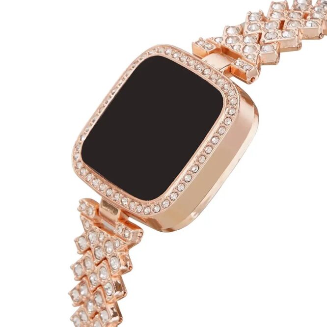 Luxurious Rose Gold LED Bracelet Watch with Diamonds Watch for Women & Girls - Image 2