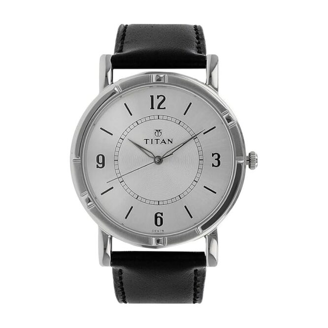 Titan Analog Dial White Band Black Watch-Nl1639Sl03 For Unisex
