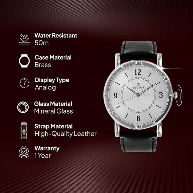 Titan Analog Dial White Band Black Watch-Nl1639Sl03 For Unisex - Image 9