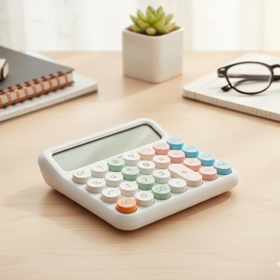 Ortis Desktop Calculator with LCD Display, Pastel Coloured Keys, Auto Replay Function - Image 2