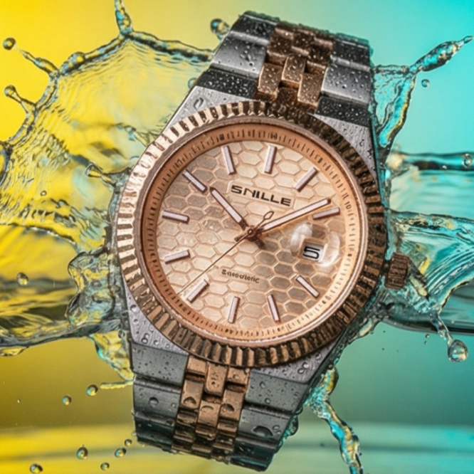 Snille Men’s Multifunction Metal Strap Watch – Premium Workwear Collection "Two-Tone (Rosegold + Silver)"