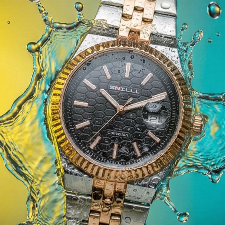 Snille Men’s Multifunction Metal Strap Watch – Premium Workwear Collection “Two-Tone (Rosegold + Silver)” - Image 3