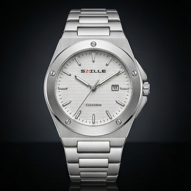 Snille Men’s Multifunction Metal Strap Watch – Premium Workwear Collection (Silver)