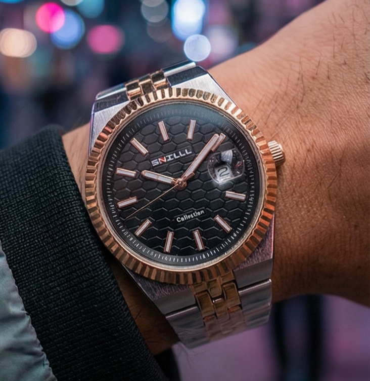 Snille Men’s Multifunction Metal Strap Watch – Premium Workwear Collection “Two-Tone (Rosegold + Silver)” - Image 4