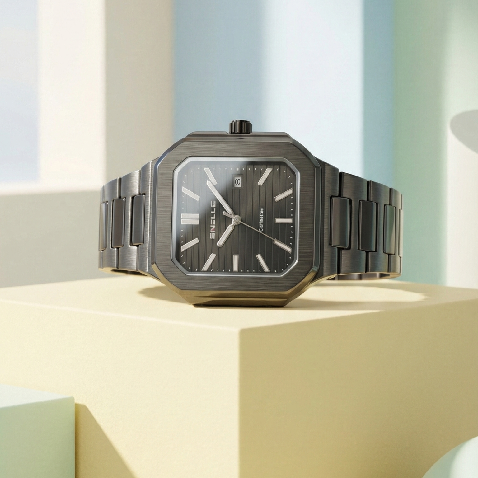 Snille Men’s Multifunction Metal Strap Watch – Premium Workwear Collection (Black) - Image 2