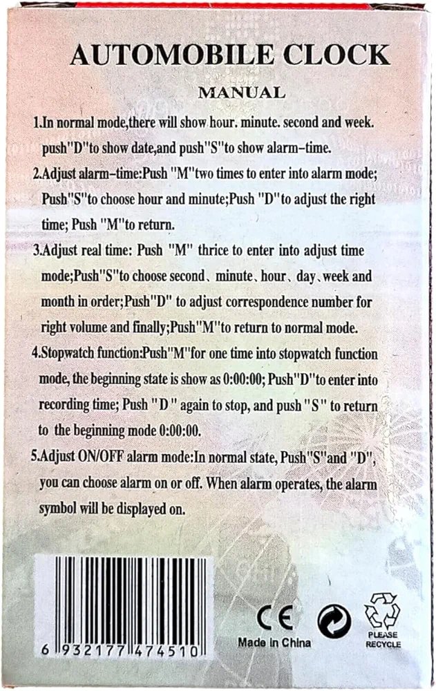 Taksun Digital Car Watch cum Stopwatch (Model: TS-613A-2) - Image 3