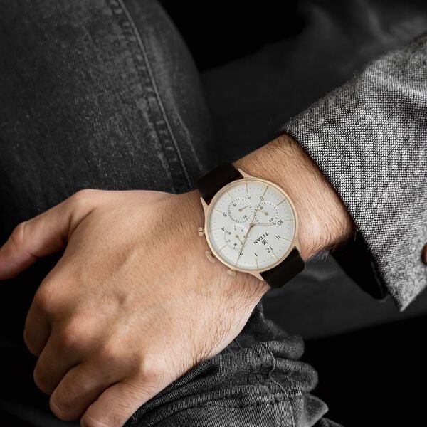 Titan Quartz Multifunction White Dial Leather Strap Watch for Men | - Image 5
