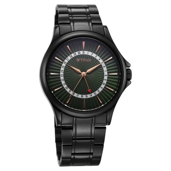 Titan Karishma Quartz Analog with Date Green Dial Stainless Steel Strap Watch For Men - Image 5