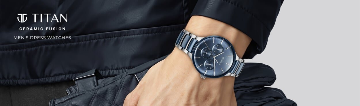 Titan Ceramic Fusion Quartz Multifunction Blue Dial Silver Dual-Toned Stainless Steel Bracelet Watch for Men | NU90148KD02 | Men's Watch - Image 8