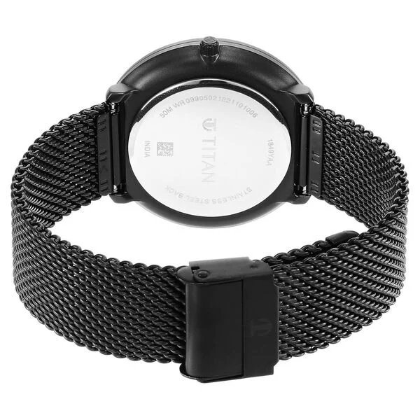 Titan - Black and Gold Collection - Quartz Analog Black Dial Black Stainless Steel Strap watch for Men | NU1849NM02 | Men's Watch - Image 6