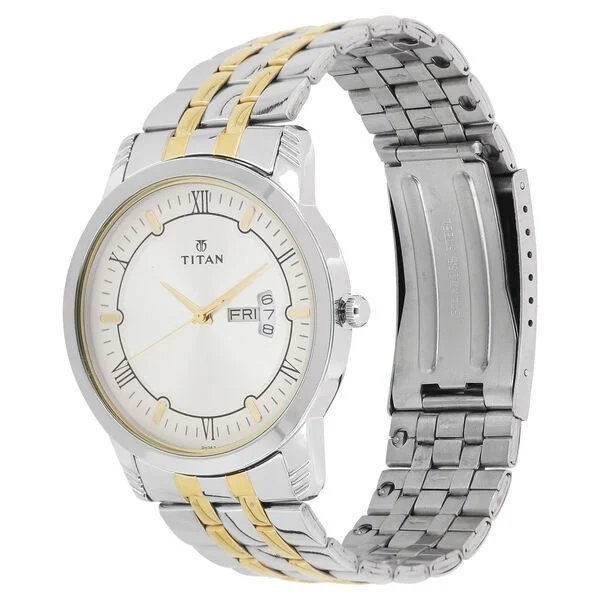 Titan Metal Silver Analog with Day and Date Stainless Steel Strap Watch for Men | NU1774BM01 | Men's Watch - Image 4