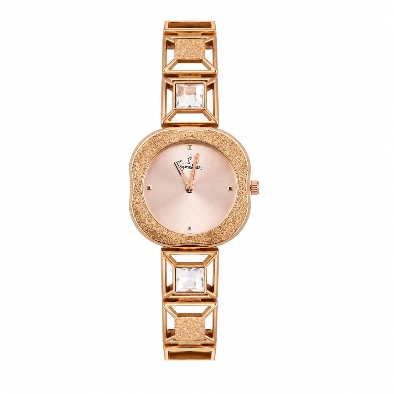Signature Women's Rose Gold Analog Watch | Crystal Bracelet Quartz Wrist Watch for Women & Girls