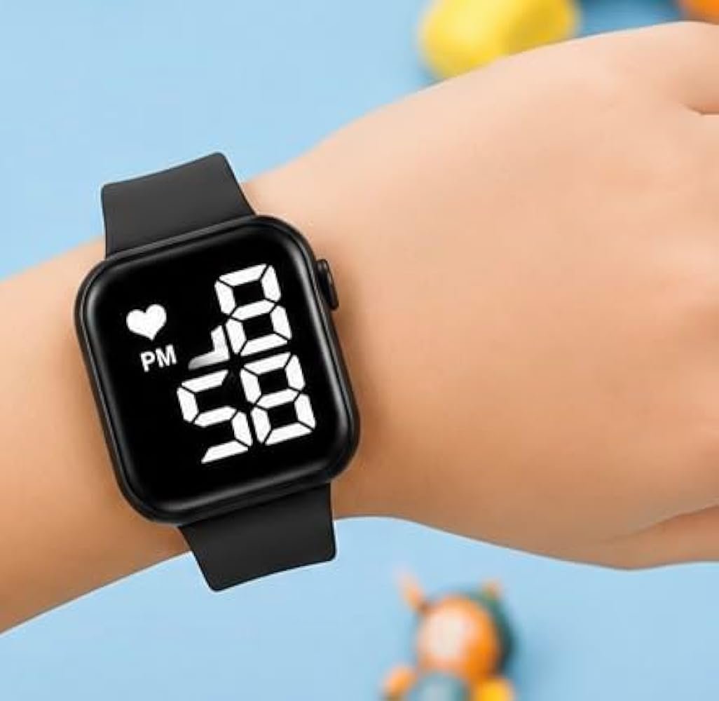 Kids Digital LED Watch | Soft Silicone Strap | Large Display | Boys & Girls Wrist Watch
