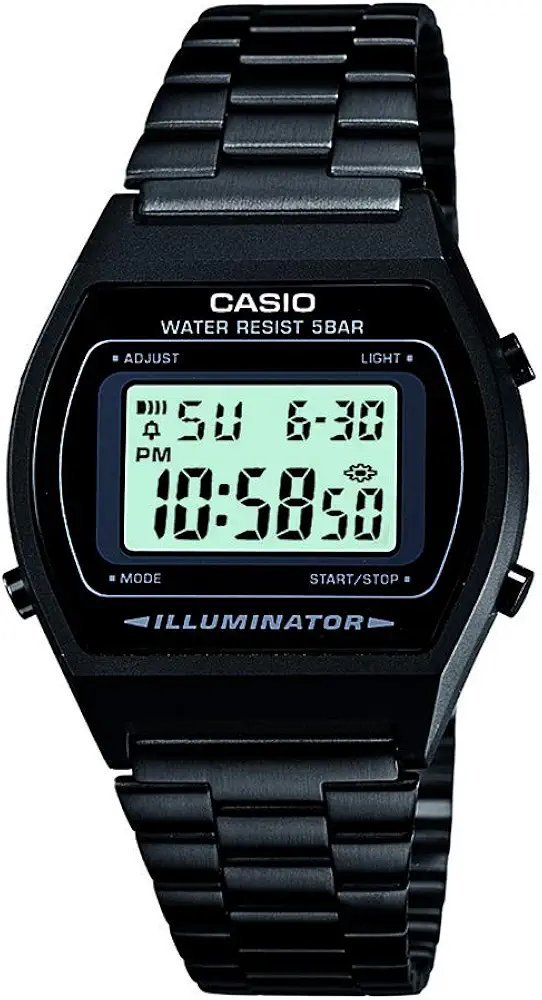 Casio Digital Watch for Men & Women | B640WB-1ADF | Black Stainless Steel Chain | Quartz | Alarm | Stopwatch | 50M Water Resistant