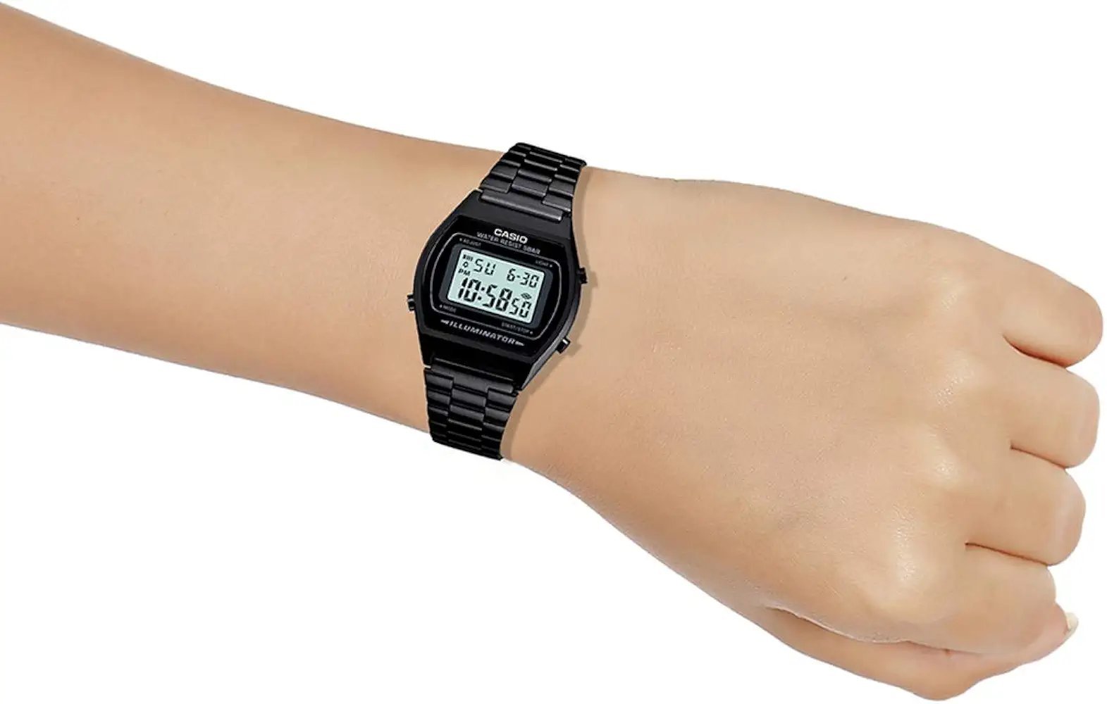 Casio Digital Watch for Men & Women | B640WB-1ADF | Black Stainless Steel Chain | Quartz | Alarm | Stopwatch | 50M Water Resistant - Image 4