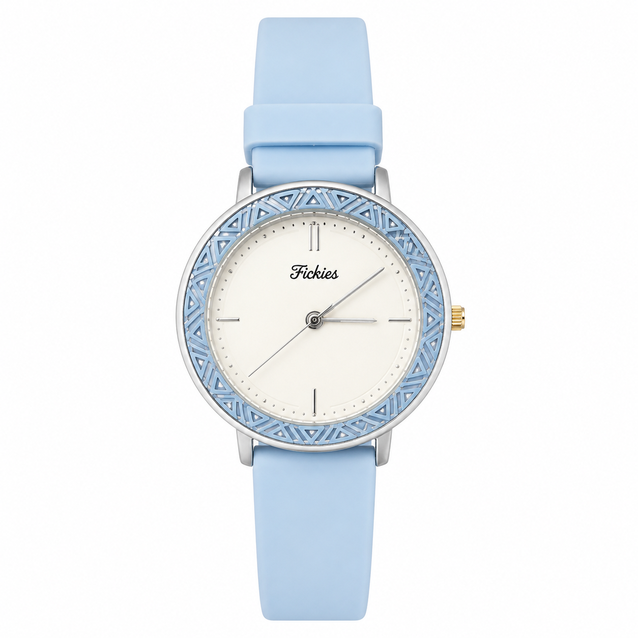 Fickies Women's Analog Watch | Sky Blue Silicone Strap | White Round Dial | Quartz Casual Fashion Wrist Watch
