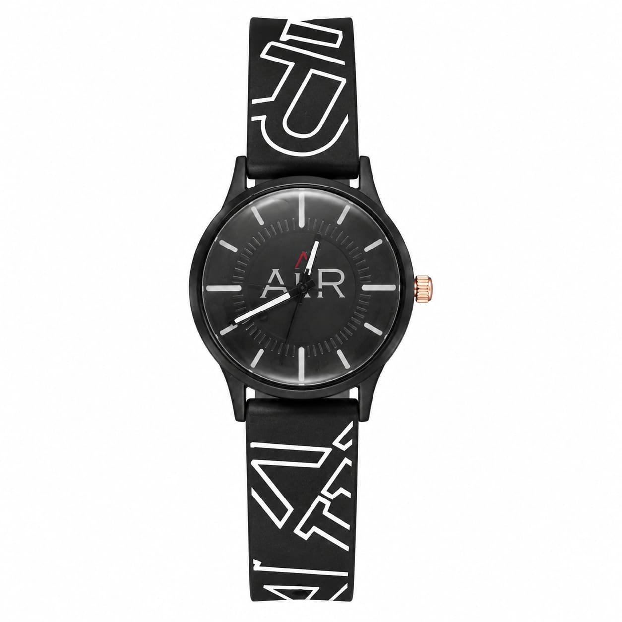 AIR Men's Black Analog Watch | Printed Silicone Strap | Stylish Casual Wrist Watch