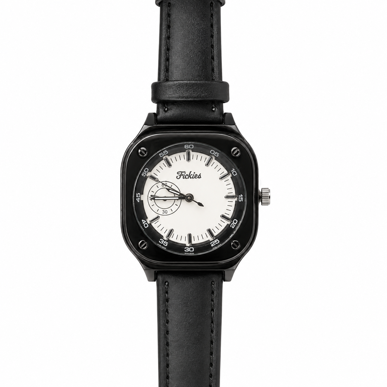 Fickies Square Analog Watch for Women | White Dial | Black Leather Strap | Stylish Casual Wrist Watch - Image 3
