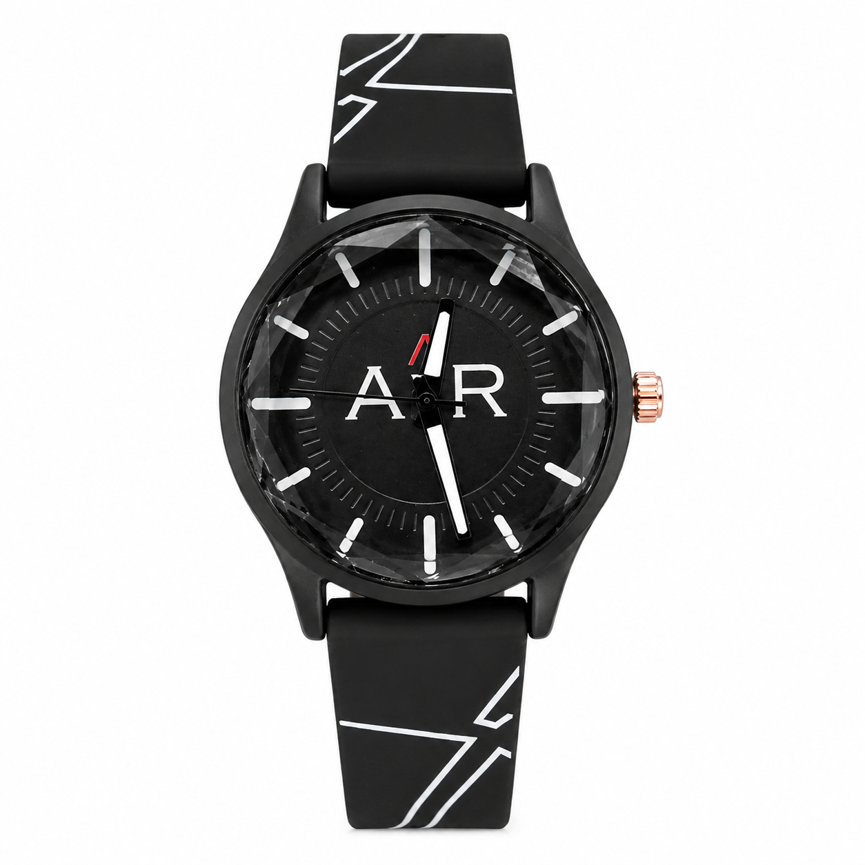 AIR Men's Black Analog Watch | Printed Silicone Strap | Stylish Casual Wrist Watch - Image 2