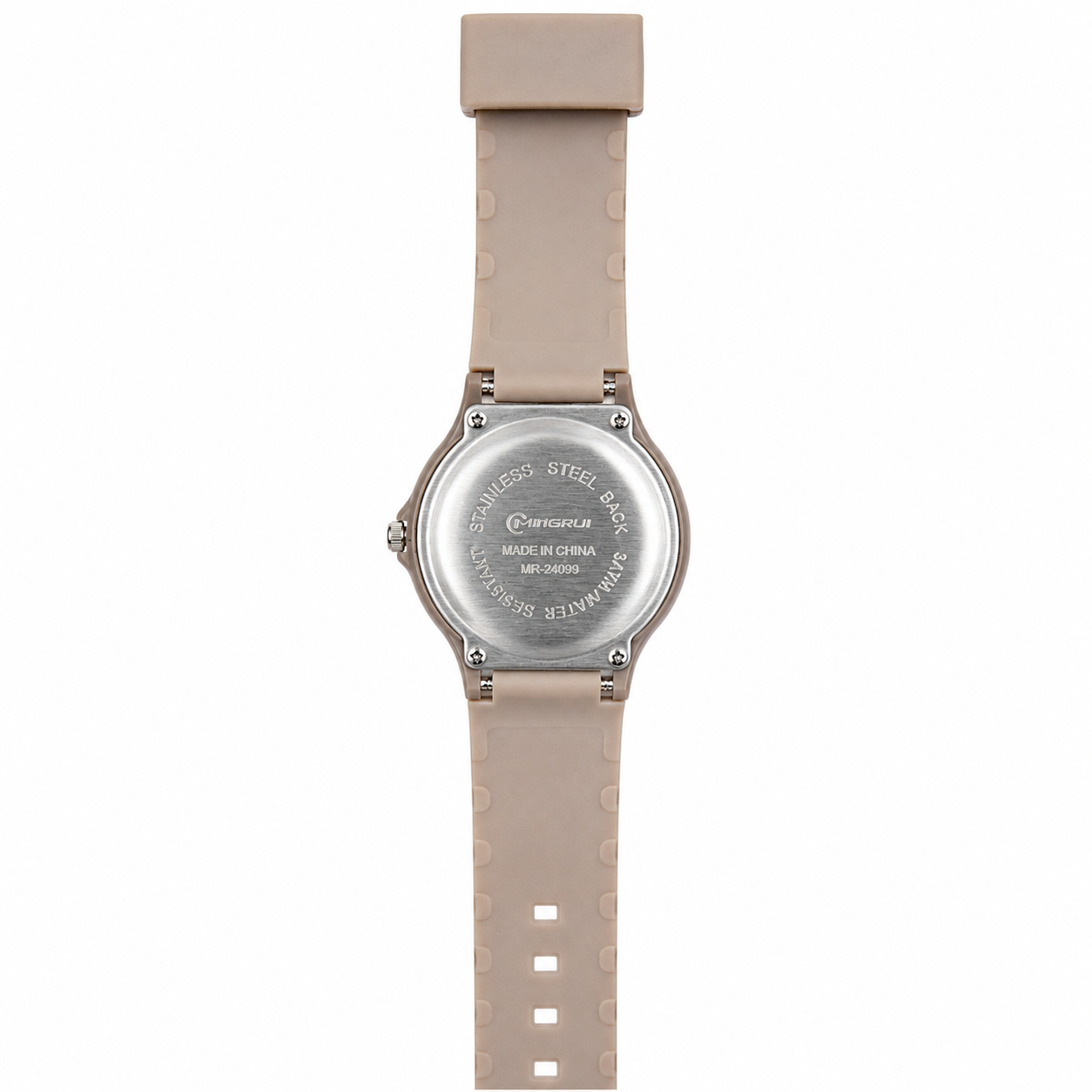 Mingrui Analog Watch for Men & Women | Grey Brown Silicone Strap | White Dial | Quartz Movement | 36mm | 3 ATM Water Resistant - Image 4